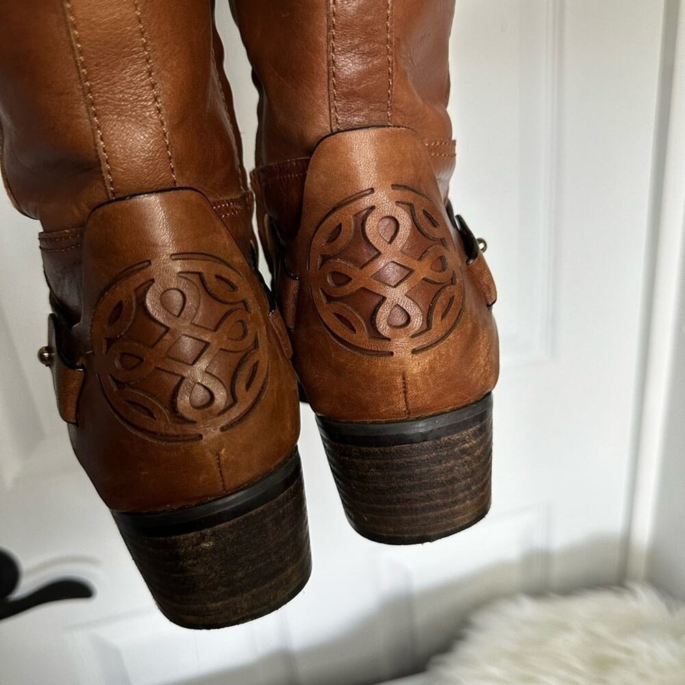Franco Fortini campbell brown leather riding boots 8w wide - Picture 4 of 10